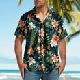 thumbnail image 1 of BiZtdJrK Mens Floral Shirts Big and Tall Short Sleeve Button Down Hawaiian Shirt Lightweight Breathable Travel Vacation Shirts Army Green L, 1 of 5