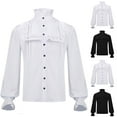 thumbnail image 1 of BiZtdJrK Mens Gothic Pirate Shirts Ruffle Victorian Renaissance Long Sleeve Shirts Steampunk Medieval Costume Slim Fit Zip Up Blouse Tops Back to College Sale Black M, 1 of 7