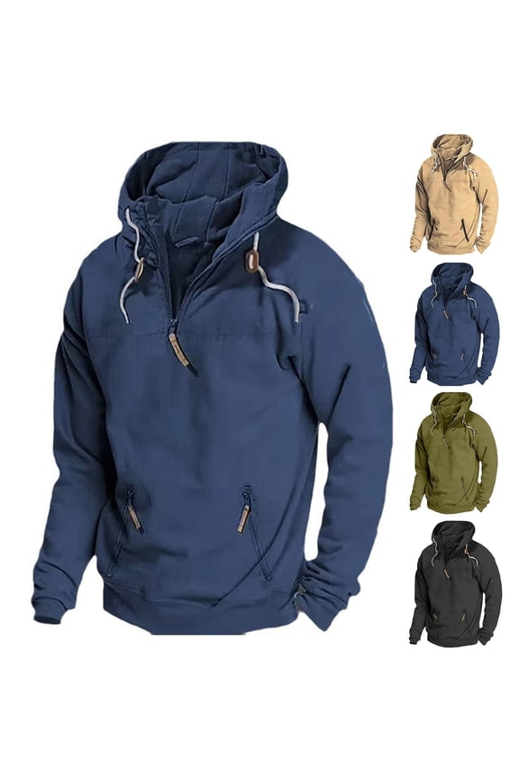 BiZtdJrK Mens Half Zip Pullover Hoodies Long Sleeve Casual Hooded Sweatshirt with Pockets Solid Color Gym Workout Tops, Green, XXXL