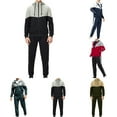 BiZtdJrK Mens Hoodie Sweatsuit 2 Piece Long Sleeve Color Block Hooded