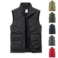 thumbnail image 1 of BiZtdJrK Mens Lightweight Vest Casual Stand Collar Sleeveless Cargo Vests Outdoor Workwear Jacket for Travel Hiking Golf with Multi Pockets Daily Sales Clearance Army Green M, 1 of 5