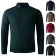 thumbnail image 1 of BiZtdJrK Mens Long Sleeve Polos Shirts with Collar 2 in 1 Tops Solid Color Business Casual Tops, Black, M, 1 of 7