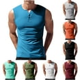 thumbnail image 1 of BiZtdJrK Mens Muscle Tank Tops Solid Button Sleeveless Henley Shirts Casual Summer Workout Gym Blouse Breathable Tanks, Wine, M, Mens Gifts for Birthday, 1 of 10