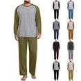 thumbnail image 1 of BiZtdJrK Mens Pajama Sets Color Block Raglan Long Sleeve Round Neck Tops and Pants Casual 2 Piece Outfits Loose Loungewear Set Yellow XXXL, 1 of 8