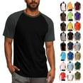 thumbnail image 1 of BiZtdJrK Mens Pajama Tees Color Block Raglan Short Sleeve Casual Tee Tops Comfy Lightweight Summer Sleep T Shirts Dark Gray M, 1 of 10
