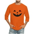 thumbnail image 1 of BiZtdJrK Mens Pumpkin T Shirts Big and Tall Halloween Casual Holiday Pullover Tops 3/4 Sleeve Crewneck Casual Tees Fashion Funny Cool Streetwear ZC-Orange#mens flannel shirts long sleeve XXXXXL, 1 of 1