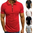 thumbnail image 1 of BiZtdJrK Mens Quarter Zip Polo Shirts Basic Solid Casual Business Polo Shirt Short Sleeve Dry Fit Performance Moisture Wicking Goft Shirts Limited Time Deals of Today Gray M, 1 of 6