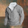 thumbnail image 1 of BiZtdJrK Mens Quarter Zip Sweatshirts Casual Vintage Long Sleeve Pullover Tops Loose Fit Comfy Solid Streetwear Sweatshirts Lighten Sales Of The Day Gray XXXXXL, 1 of 3