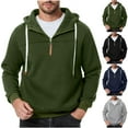 BiZtdJrK Mens Quarter Zipper Hooded Sweatshirt Casual Long Sleeve