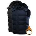 thumbnail image 1 of BiZtdJrK Mens Quilted Puffer Vest Full Zip Sleeveless Solid Hooded Jackets Comfy Warm Winter Vests with Removable Hood Navy XL, 1 of 7