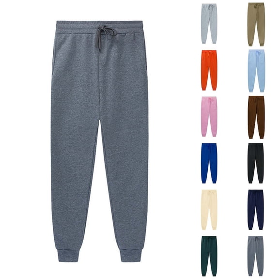 BiZtdJrK Mens Running Sweat Pant Drawstring Elastic Waist Gym Workout Joggers Loose Fit Solid Tapered Sweatpants with Pockets Birthday Gift Beige M
