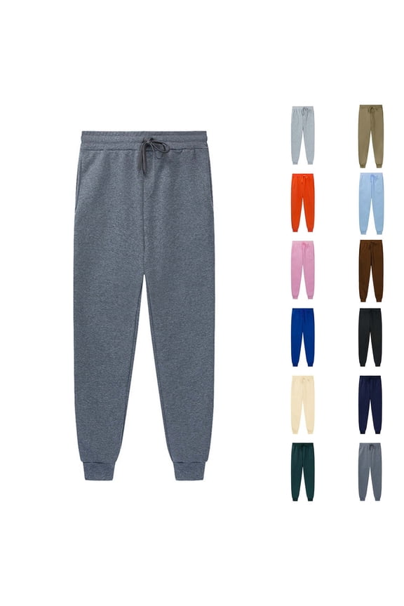 Mens Running Sweat Pant Drawstring Elastic Waist Gym Workout Joggers Loose Fit Solid Tapered Sweatpants with Pockets Pink S