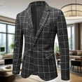 thumbnail image 1 of BiZtdJrK Mens Slim Fit Sport Jacket Plaid One Button Casual Blazers Big and Tall Dress Jackets Notch Lapel Stylish Suit Coats Navy L, 1 of 9