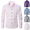 thumbnail image 1 of BiZtdJrK Mens Solid Oxford Shirt Regular Fit Business Casual Button Down Shirts Wrinkle Free Formal Dress Shirt Wedding Party Prom Shirts Purple XXXL, 1 of 4