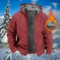 thumbnail image 1 of BiZtdJrK Mens Solid Zipper Hooded Jacket Fleece Lined Fashion Heavyweight Sweatshirt Winter Solid Warm Jackets Casual Comfy Long Sleeve Coats 90 Percent Off Clearance Sale Wine XL, 1 of 5
