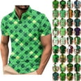 thumbnail image 1 of BiZtdJrK Mens St Patricks Polo Tshirts Novelty Wine Glass Graphic Golf Tops Casual Button Lapel Short Sleeve Tennis Shirts Vacation Outfits Multicolor M, 1 of 4