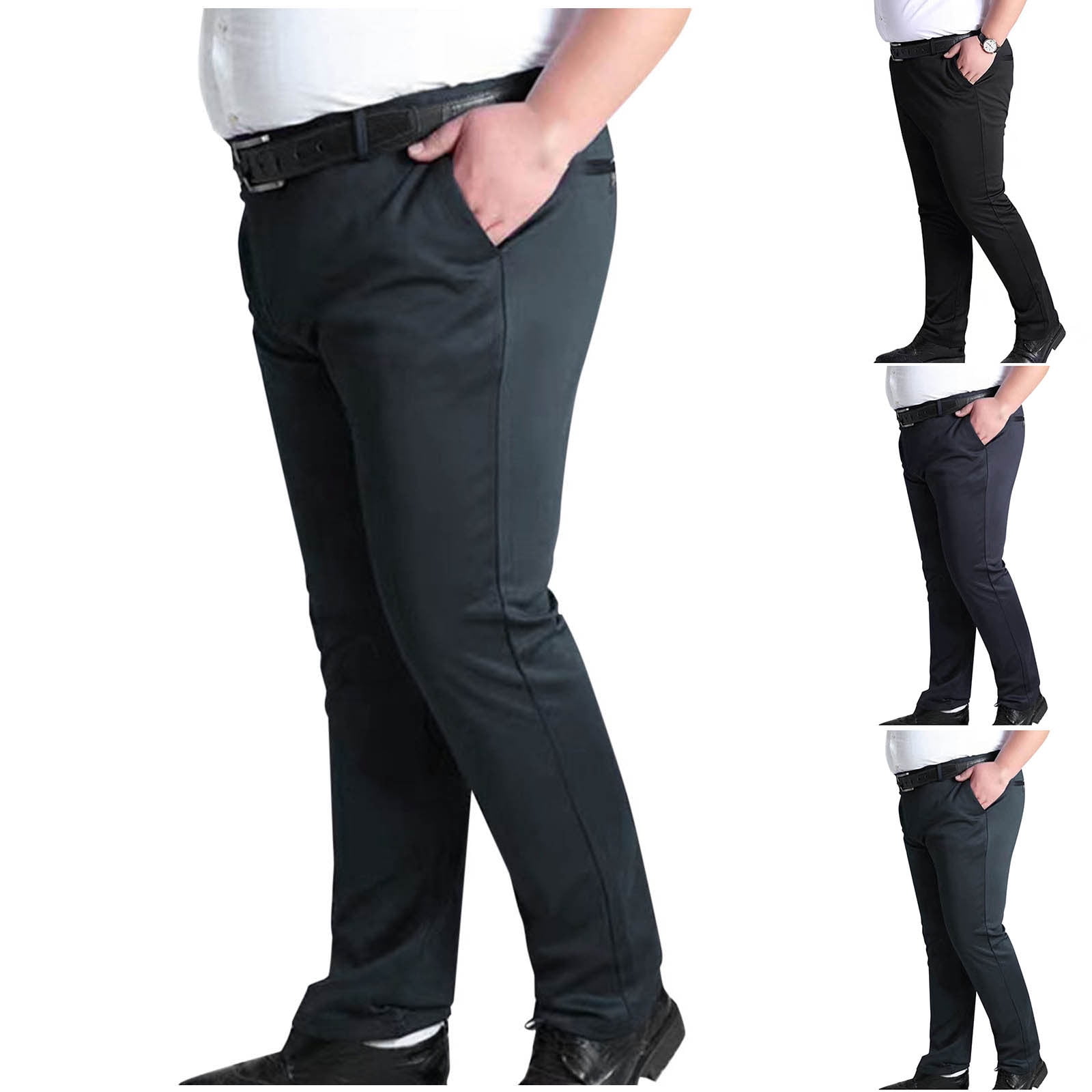 BiZtdJrK Mens Stretch Dress Pants Zipper Casual Work Suit Pants Summer ...