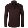 thumbnail image 1 of BiZtdJrK Mens Striped Shirt,Men's Cotton Shirts Casual Long Sleeve Button-Down Striped Dress Shirt 90&nbsp;off&nbsp;Clearance&nbsp;Sale Coffee XL, 1 of 2