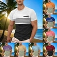 thumbnail image 1 of BiZtdJrK Mens Striped T Shirts Short Sleeve Big and Tall Color Block Tshirt Summer Loose Causal Vacation Tees Blue XXXL, 1 of 7