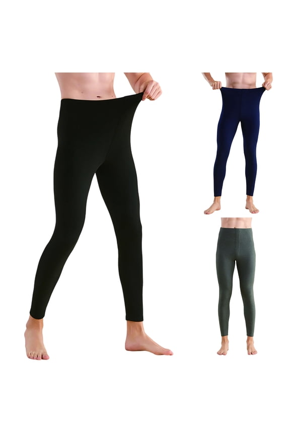 BiZtdJrK Mens Tight Pants Winter Thermal Compression Long Johns Solid Color Workout Yoga Bottom Leggings, Navy, XXXL