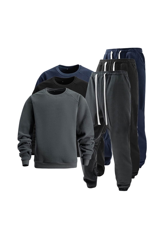 BiZtdJrK Mens Track Suits 2 Piece Set Polar Fleece Long Sleeve Shirts and Sweatpants Casual Jogger Sets with Pockets Sweatsuits, Gray, XXL