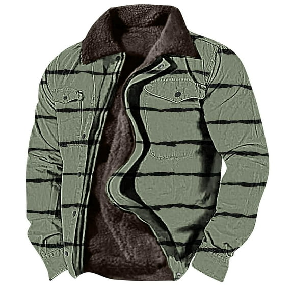 BiZtdJrK Mens Winter Warm Jackets Vintage Print Zipper Long Sleeve Coats Loose Fit Casual Fashion Heavyweight Sweatshirt with Pockets 90 Off Clearance Sale Army Green L