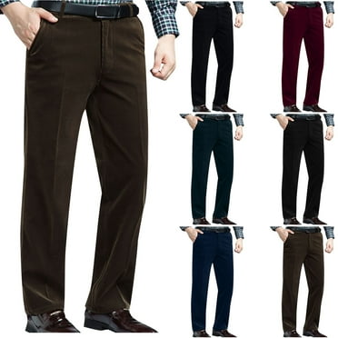 BiZtdJrK Mens Zipper Dress Pants Corduroy Straight Fit Dress Pant Comfy Sretch Casual Work Pants with Pockets on sale prime clearance Black S