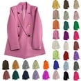 thumbnail image 1 of BiZtdJrK Women's Double Breasted Blazers Loose Office Work Business Casual Outfits Fall Long Sleeve Suit Coats Purple S, 1 of 4