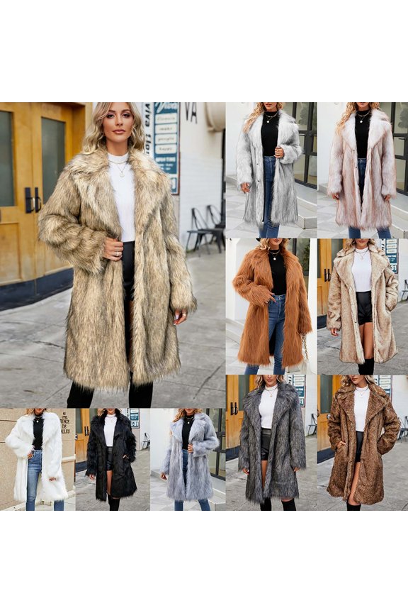 My Orders Placed By Me Women Faux Fur Winter Coats Fluffy Fuzzy Warm Teddy Jackets Open Front Laple Neck Long Cardigan Overcoats Black S