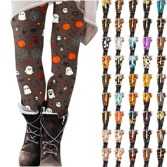 BiZtdJrK Novelty Leggings for Women Ghost Hand Print Halloween Party Legging High Waisted Funny Graphic Tight Pants Multicolor S