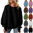thumbnail image 1 of BiZtdJrK Oversized Sweatshirt for Women Winter Casual Round Neck Long Sleeve Pullover Solid Color Loose Fleece Tops 2024 Fall Clothes Sales Today Gray XL, 1 of 9