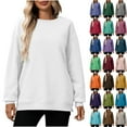 thumbnail image 1 of BiZtdJrK Oversized Sweatshirts for Women Trendy Fleece Crewneck Sweatshirt Casual Loose Pullover Tops with Pockets White S, 1 of 10