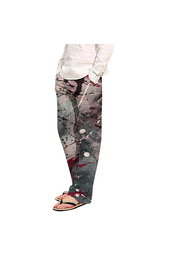 Pajama Pants for Men Tie Dye Print Lightweight Lounge Sleep Pants Stretchy Waist Soft Comfy PJ Bottoms with Pockets Gray S