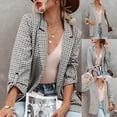 thumbnail image 1 of BiZtdJrK Plaid Shirt Jackets for Women Open Front Blazer Cardigan Fall Casual Lapel Long Sleeve Suit Coat Going Out Clothes Sale of the Day White XL, 1 of 5
