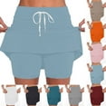 thumbnail image 1 of BiZtdJrK Women Yoga Skorts Drawstring High Waist Athletic Skort Lightweight Stretch Running Skirts with Shorts on sale prime Blue M, 1 of 9
