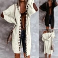 thumbnail image 1 of BiZtdJrK Plus Size Cardigan for Women Elbow Patches Long Sleeve Open Front Sweaters Cable Knit Hooded Long Coat Fashion Street Cardigans Black XXXXXL, 1 of 8