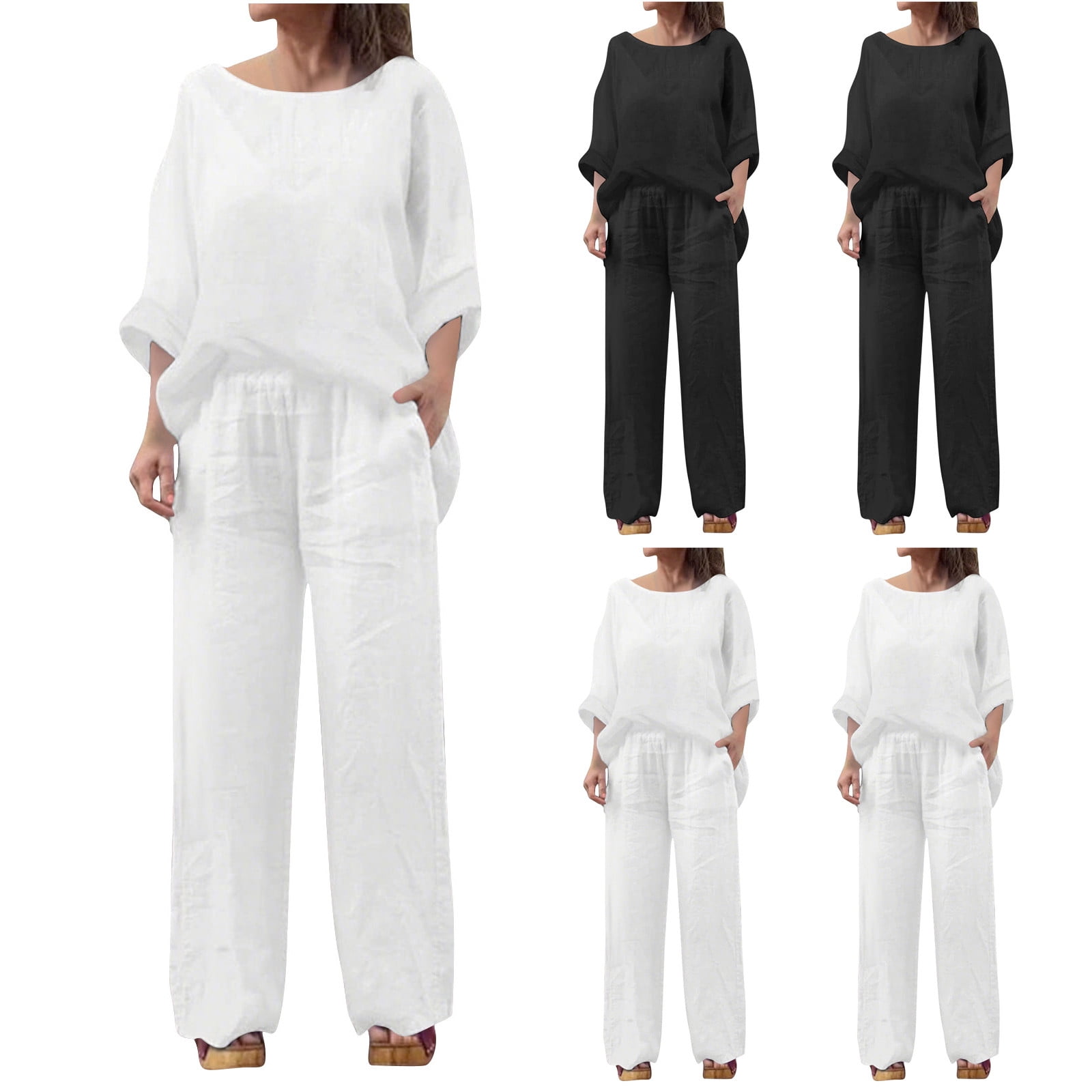 Plus Size V-Neck Top and Plaid Pants Lounge Set