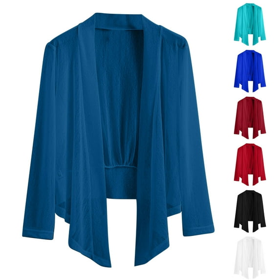 BiZtdJrK Plus Size Sheer Cardigans for Women Long Sleeve Open Front Lightweight Cropped Cardigan Summer Beach Cover Up Red XXXL