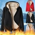 thumbnail image 1 of BiZtdJrK Plus Size Sherpa Fleece Lined Jacket for Women Full Zip Drawstring Long Sleeve Hooded Sweatshirt Jacket Warm Winter Outerwear with Pockets Red M, 1 of 10