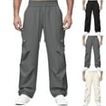thumbnail image 1 of BiZtdJrK Plus Size Solid Cargo Pants for Men Drawstring Elastic Waisted Hiking Outdoor Trousers Lightweight Stretch Training Workout Pant with Multi Pockets Black XXXXXL, 1 of 9
