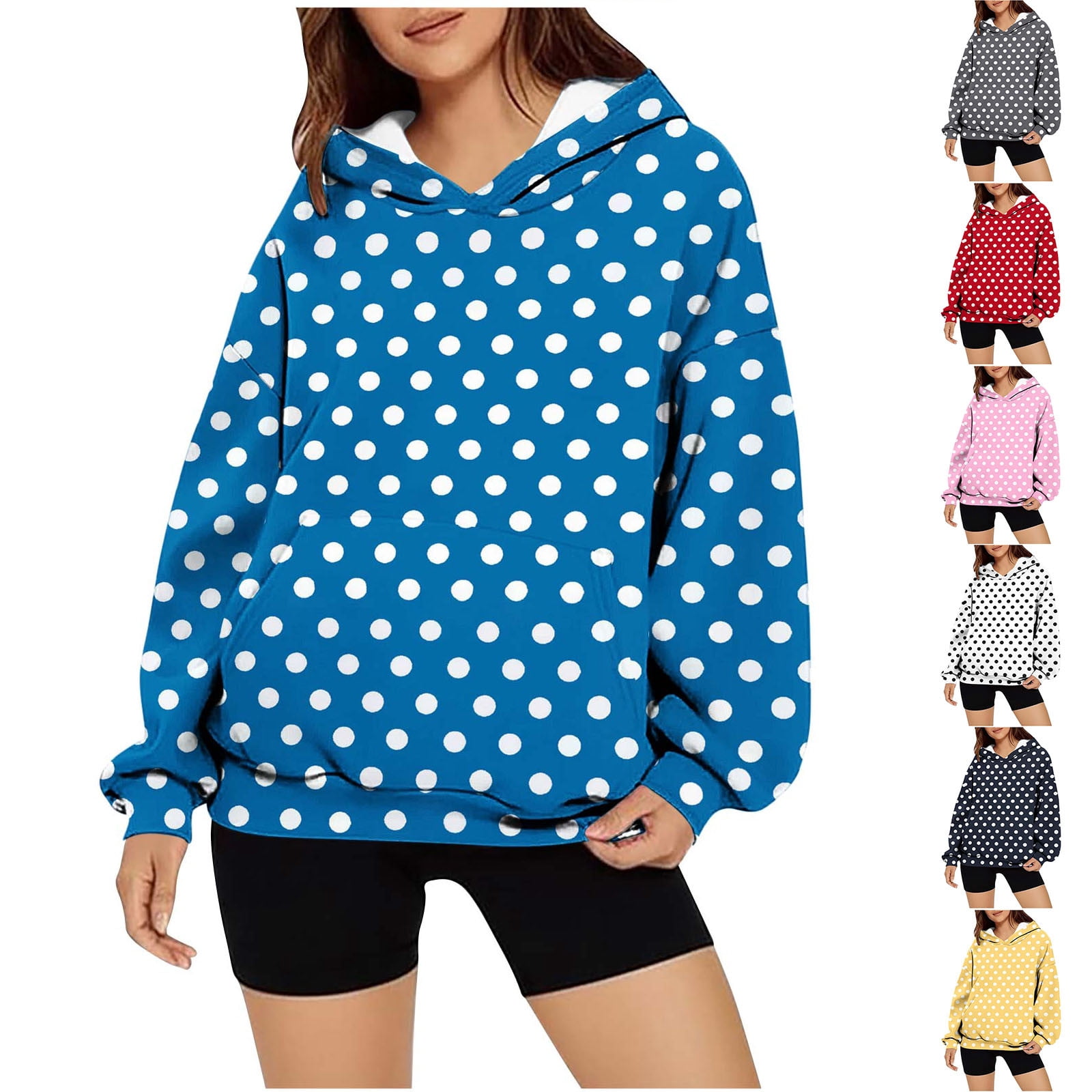 White And Green Polka Dot Women's Zip Up Hoodie