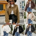 thumbnail image 1 of BiZtdJrK Prime Day Sales Today 2025 Clearance Womens Faux Fur Coat Long Sleeve Cropped Fleece Open Front Short Jacket Outerwear Winter Windproof Body Warmer Coats Beige L, 1 of 9