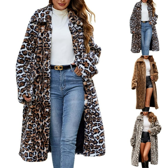 BiZtdJrK Prime Day Sales Women's Fuzzy Fleece Lapel Open Front Long Cardigan Coat Faux Fur Warm Winter Long Sleeve Outwear Jackets 2025 Khaki M