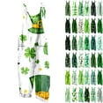 thumbnail image 1 of BiZtdJrK Prime Sales of The Day, St Patricks Jumpsuits for Women 2025 Funny Printed Cute Holiday Rompers Summer Casual Adjustable Strap Cotton Linen Overalls with Pockets Green XXXXL, 1 of 6