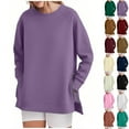 thumbnail image 1 of BiZtdJrK Pullover Sweatshirts for Women Side Zipper Split Long Sleeve Crewneck Sweatshirt Loose Fit Solid Casual Tops Wine S, 1 of 7