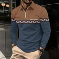 thumbnail image 1 of BiZtdJrK Quarter Zip Polos Shirts for Men Casual Print Long Sleeve Lapel Collar T Shirts Fashion Lightweight Casual Street Vacation Shirts Limited Time Sale Blue S, 1 of 5