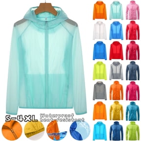 BiZtdJrK Rain Jacket Women Men Outdoor Riding Sports Windproof Jackets Lightweight Sun Protection Hooded Waterproof Raincoat with Pockets Blue M Prime By Hour