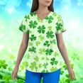 thumbnail image 1 of BiZtdJrK Regular Fit Scrubs for Women St Patrick's Day Short Sleeve Shamrock Graphic Tops Irish Holiday Shirts Plus Size V Neck Nursing Uniform with Pockets Green XXXL, 1 of 5