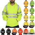 thumbnail image 1 of BiZtdJrK Safety Hoodie for Men Reflective High Visibility Sweatshirt Long Sleeve Hooded Drawstring Hooded Pullover with Pockets for Work Green L, 1 of 6