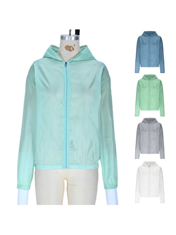 Women's Sun Protection Jacket Lightweight Full Zip Hoodie Jackets Outdoor Athletic Workout Sunproof Hooded Shirts Blue XXXXXL